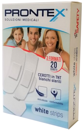 CEROTTO PRONTEX WHITE STRIPS IN TESSUTO NON TESSUTO BIANCO STERILE 3 FORMATI 20 PEZZI - farmanauta.it