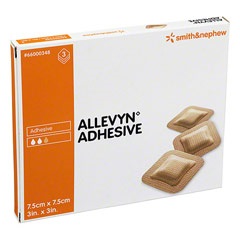 MEDICAZIONE IDROCELLULARE ADESIVA STERILE ALLEVYN ADHESIVE ALTAMENTE ASSORBENTE IN SCHIUMA DI POLIURETANO A STRUTTURA TRISTRATIFICATA 7,5X7,5CM 3 PEZZI - farmanauta.it