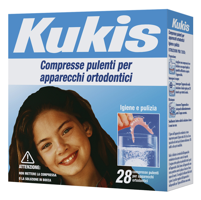 KUKIS CLEANSER 28 COMPRESSE PER PULIZIA APPARECCHI ORTODONTICI - farmanauta.it