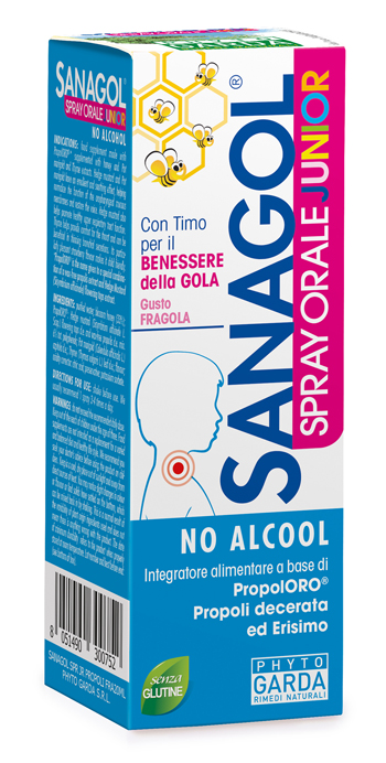 SANAGOL SPRAY JUNIOR PROPOLI FRAGOLA 20 ML - farmanauta.it