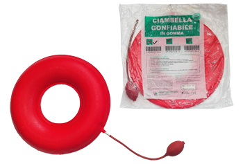 CIAMBELLA GONFIABILE PER INVALIDI IN GOMMA ROSSA TEAM DELUXE CON POMPA 40CM DIAMETRO - farmanauta.it