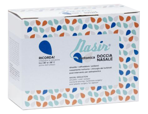 NASIR LAVAGGIO NASALE SOLUZIONE FISIOLOGICA ISOTONICA STERILE SCATOLA CON 4 SACCHE 500ML 4 BLISTER 1 VENTOSA - farmanauta.it