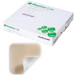 SCHIUMA DI POLIURETANO ASSORBENTE SOTTILE CON STRATO DI CONTATTO IN SILICONE MORBIDO MEPILEX LITE 15X15 5 PEZZI - farmanauta.it