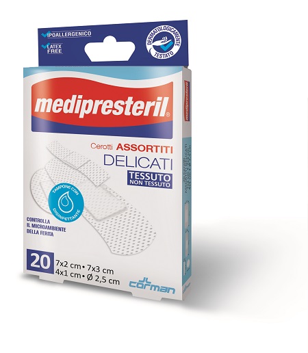 CEROTTO MEDIPRESTERIL CEROTTI DELICATI ASSORTITI 4 FORMATI 20 PEZZI - farmanauta.it