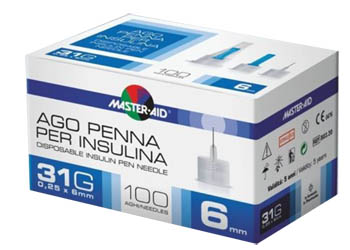 AGO PER PENNA DA INSULINA MASTER-AID 31 GAUGE 6 MM 100 PEZZI - farmanauta.it
