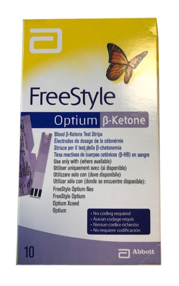 STRISCE MISURAZIONE CHETONEMIA OPTIUM BETA KETONE 10 PEZZI - farmanauta.it