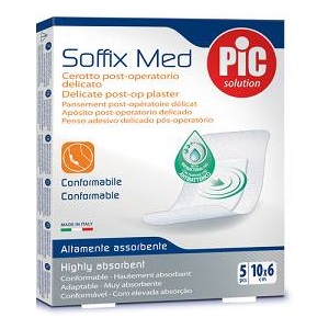 CEROTTO PIC SOFFIX MED IN TNT CON TAMPONE CENTRALE ASSORBENTE STERILE MONOUSO 10X6 CM ANTIBATTERICO 5 PEZZI - farmanauta.it