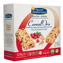 PIACERI MEDITERRANEI CEREALORO BARRETTA DI RISO CON MAIS E MIRTILLI ROSSI 6 PEZZI DA 21,5 G - farmanauta.it