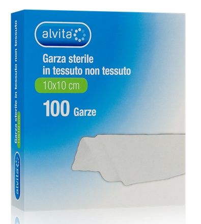 ALVITA GARZA STERILE IN TESSUTO NON TESSUTO 10X10CM 100 PEZZI - farmanauta.it