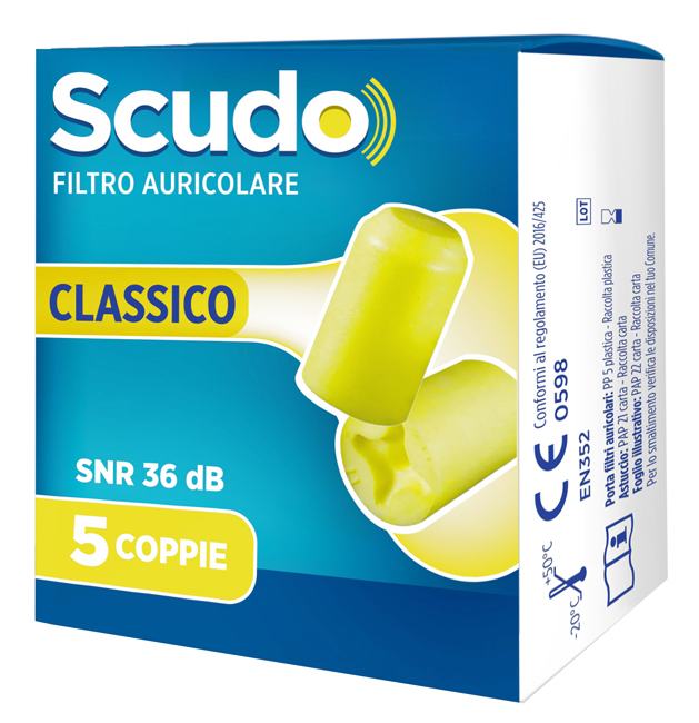 FILTRO AURICOLARE EARPLUG SCUDO CLASSIC 5 COPPIE 10 PEZZI - farmanauta.it