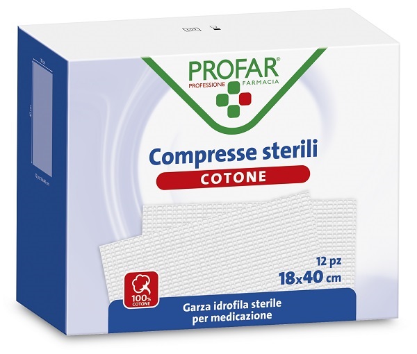 GARZA IDROFILA PROFAR COMPRESSA STERILE 18X40 CM 12 PEZZI - farmanauta.it