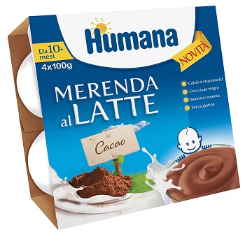 HUMANA MERENDA AL LATTE GUSTO CIOCCOLATO 100 G 4 PEZZI - farmanauta.it