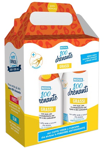 NOVA100 DRENANTE GRASSI CON GINSENG 300+300 ML - farmanauta.it
