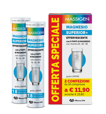 MASSIGEN MAGNESIO SUPERIOR 18+18 COMPRESSE EFFERVESCENTI - farmanauta.it