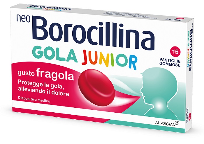 NEOBOROCILLINA GOLA JUNIOR 15 PASTIGLIE GUSTO FRAGOLA - farmanauta.it