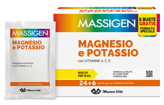 MASSIGEN MAGNESIO POTASSIO 24 BUSTINE + 6 BUSTINE - farmanauta.it