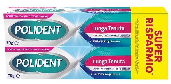 ADESIVO PROTESI DENTALI POLIDENT LUNGA TENUTA 2 TUBETTI X 70 G - farmanauta.it