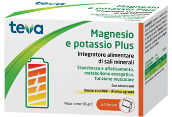 MAGNESIO POTASSIO PLUS TEVA 24 BUSTINE SENZA ZUCCHERI AROMA AGRUMI - farmanauta.it