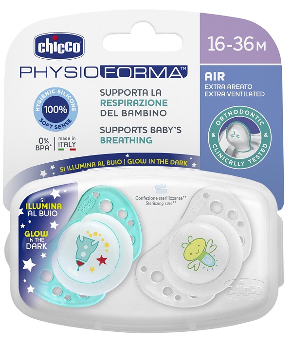 CHICCO SUCCHIETTO AIR LUMI IN SILICONE 16-36 MESI 2 PEZZI - farmanauta.it
