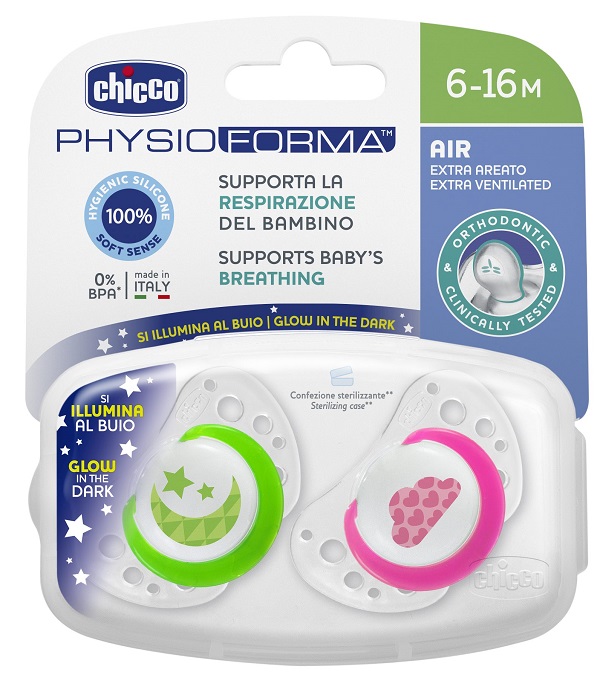 CHICCO SUCCHIETTO AIR LUMI IN SILICONE 6-16 MESI 2 PEZZI - farmanauta.it