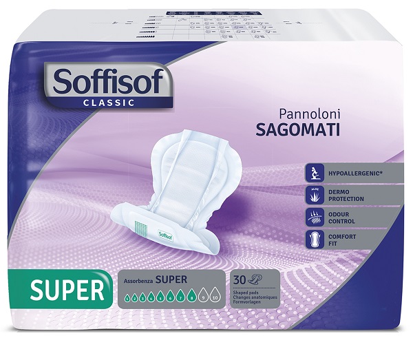 PANNOLONE SOFFISOF CLASSIC SAGOMATO SUPER 30 PEZZI - farmanauta.it
