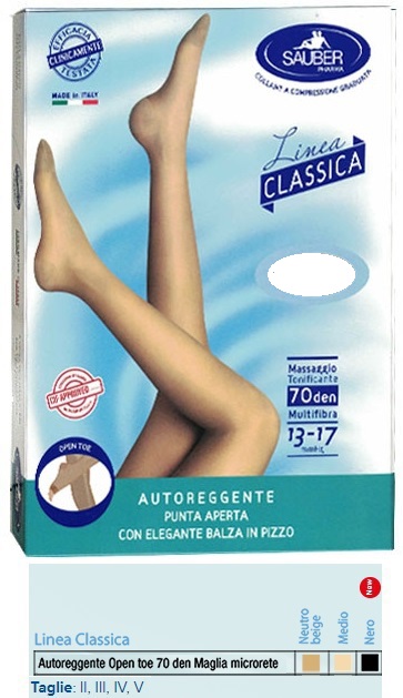 SAUBER AUTOREGGENTE OPEN TOE MAGLIA MICRORETE 70 DEN COLORE NEUTRO BEIGE TAGLIA 4 LINEA CLASSICA - farmanauta.it