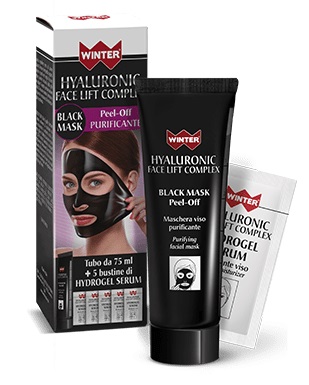 WINTER HYALURONIC FACE LIFT BLACK MASK 75 ML + 5 BUSTINE DA 3 ML - farmanauta.it