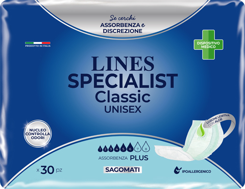 PANNOLONE SAGOMATO LINES SPECIALIST CLASSIC PLUS 30 PEZZI - farmanauta.it