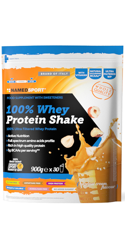 100% WHEY PROTEIN SHAKE HAZELNUT CREAM 900 G - farmanauta.it