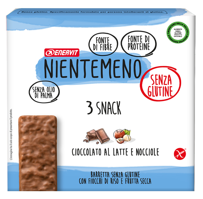 NIENTEMENO BAR CIOCCOLATO AL LATTE NOCCIOLE 3 X 33 G - farmanauta.it