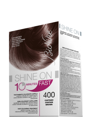 BIONIKE SHINE ON FAST TRATTAMENTO COLORANTE CAPELLI CASTANO 400 60 ML + TUBO 60 ML - farmanauta.it