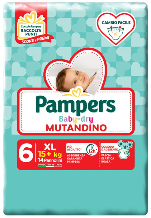 PAMPERS BABY DRY MUTANDINO SM TAGLIA 6 EXTRALARGE SMALL PACK 14 PEZZI - farmanauta.it