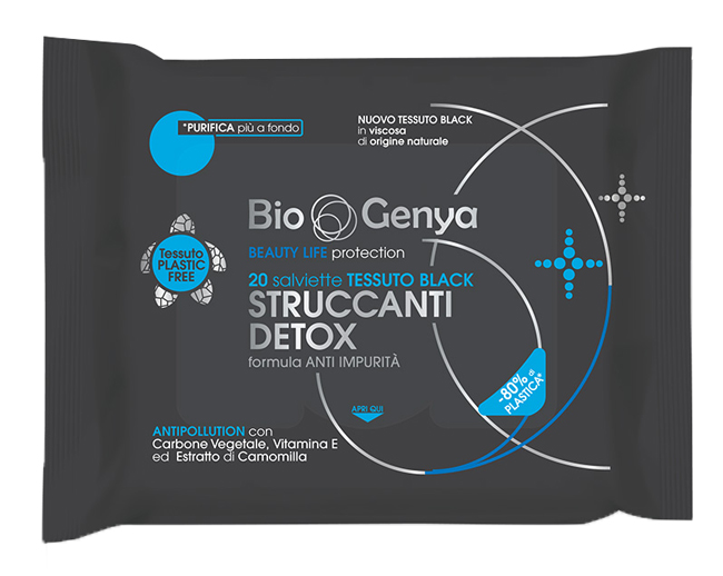 BIOGENYA BEAUTY LIFE PROTECTION 20 SALVIETTE TESSUTO BLACK STRUCCANTI DETOX - farmanauta.it