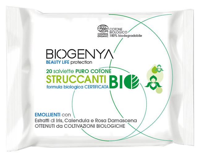BIOGENYA BEAUTY LIFE PROTECTION 20 SALVIETTE IN PURO COTONE STRUCCANTI BIO - farmanauta.it