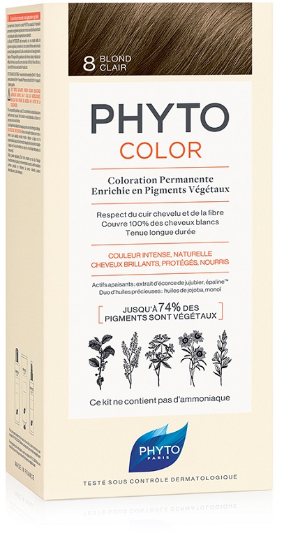 PHYTOCOLOR 8 BIONDO CHIARO 1 LATTE + 1 CREMA + 1 MASCHERA + 1 PAIO DI GUANTI - farmanauta.it