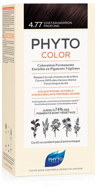 PHYTOCOLOR 4,77 CASTANO MARRONE INTENSO LATTE + CREMA + MASCHERA + 1 PAIO DI GUANTI - farmanauta.it