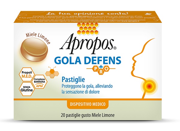 APROPOS GOLA DEFENS PRO 20 PASTIGLIE MIELE LIMONE - farmanauta.it