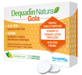DEQUADIN NATURA GOLA 20 COMPRESSE - farmanauta.it