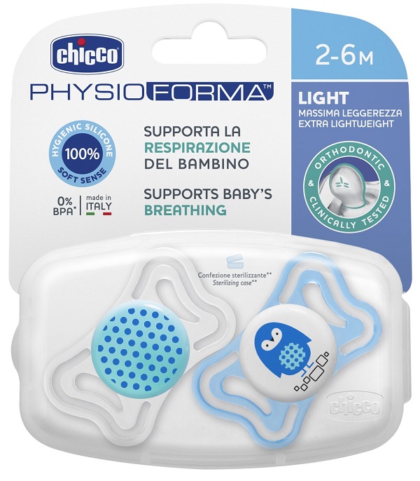 CHICCO SUCCHIETTO LIGHT BOY SILICONE 2-6 MESI 2 PEZZI - farmanauta.it