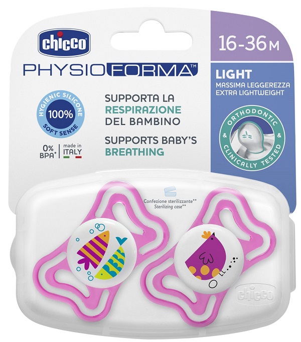 CHICCO SUCCHIETTO LIGHT GIRL SILICONE 16-36 MESI 2 PEZZI - farmanauta.it