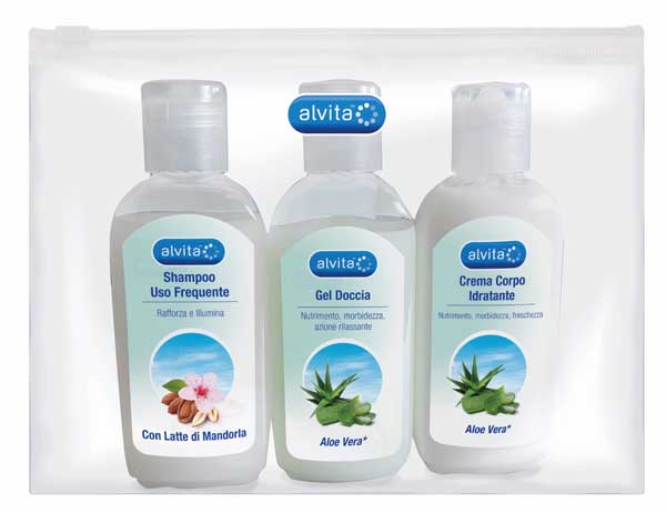 ALVITA KIT VIAGGIO BODY CARE 1 GEL DOCCIA ALOE VERA 75 ML + 1 CREMA CORPO IDRATANTE ALOE 75 ML + 1 SHAMPOO USO FREQUENTE 75 ML - farmanauta.it