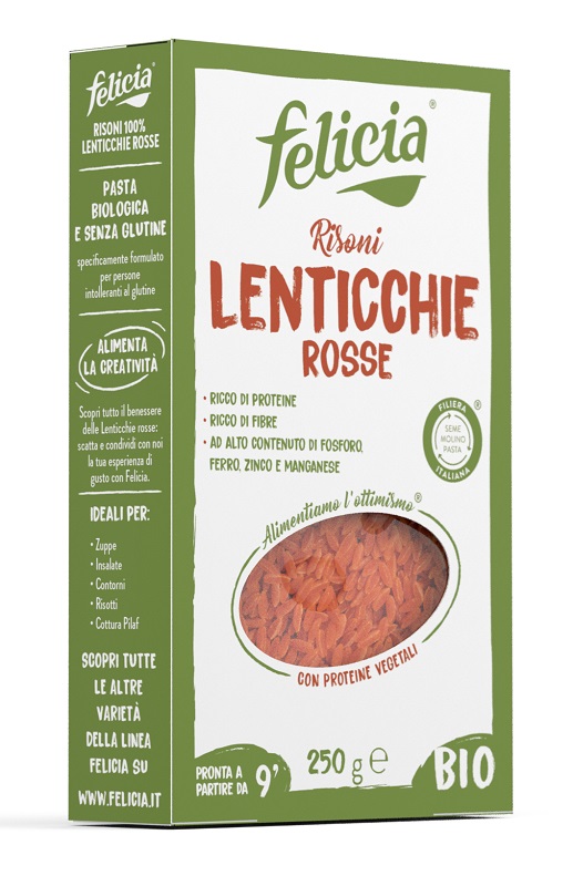 FELICIA BIO RISONI LENTICCHIE ROSSE 250 G - farmanauta.it