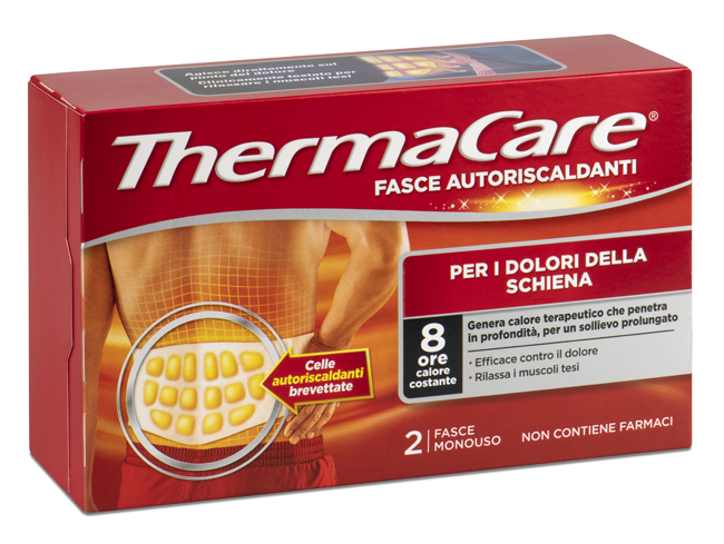 FASCIA AUTORISCALDANTE A CALORE TERAPEUTICO THERMACARE SCHIENA 2 PEZZI - farmanauta.it