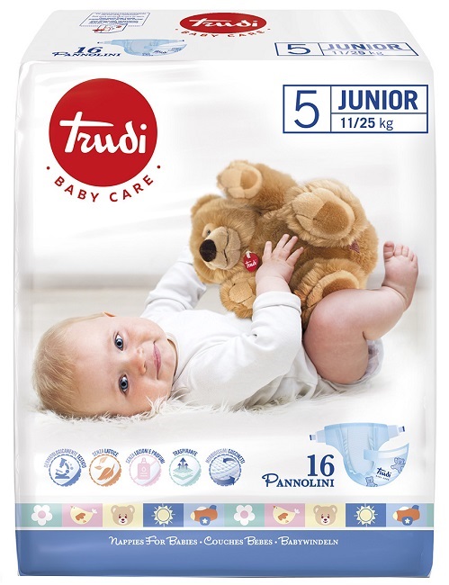 TRUDI BABY CARE PANNOLINO BAMBINI JUNIOR 11/25 KG 16 PEZZI - farmanauta.it