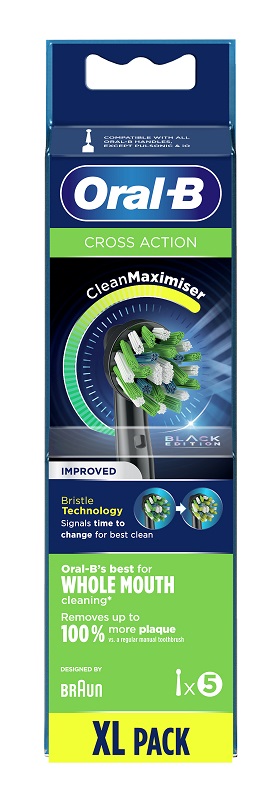 ORALB CROSS ACTION BLACK EB50 TESTINE PER SPAZZOLINO ELETTRICO 5 PEZZI - farmanauta.it