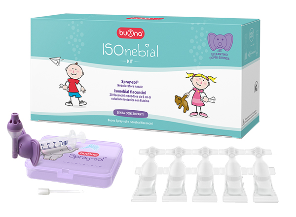 ISONEBIAL KIT PULIZIA CAVITA' NASALI 20 FLACONCINI MONODOSE 5 ML + SIRINGA LUER LOCK SOFT-JECK + AGO CANNULA + NEBULIZZATORE SPRAYSOL - farmanauta.it