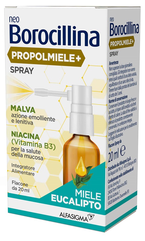 NEOBOROCILLINA PROPOLMIELE+ SPRAY MIELE EUCALIPTO 20 ML - farmanauta.it