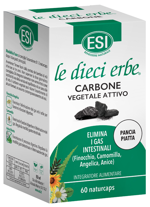 ESI LE DIECI ERBE CARBONE VEGETALE ATTIVO 60 NATURCAPS - farmanauta.it