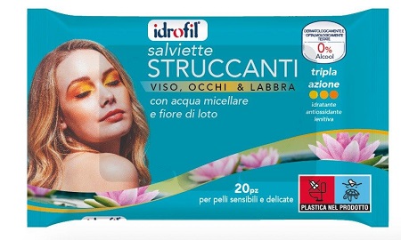 IDROFIL SALVIETTINE STRUCCANTI ACQUA MICELLARE E FIOR DI LOTO 20 PEZZI - farmanauta.it
