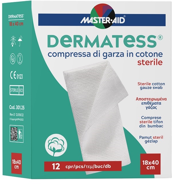 GARZA IDROFILA DERMATESS COTONE 18X40 12 PEZZI - farmanauta.it